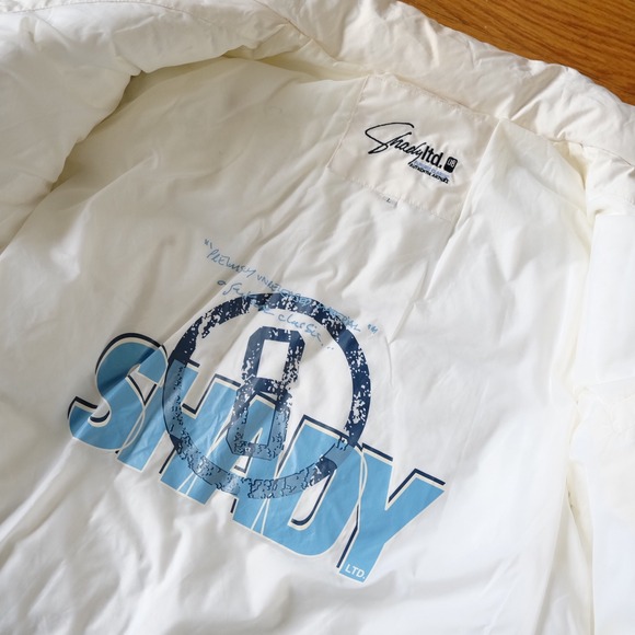 Shady Ltd Puffer Jacket White Embroidered Logo Size L Winter Streetwear Hip-Hop - Picture 3 of 13